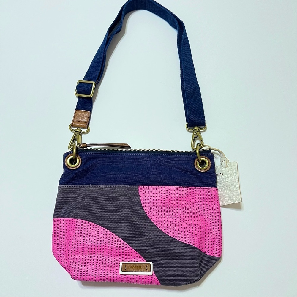 Fossil Keely coated canvas crossbody bag, colorblock, NWOT 11”x9”x2”